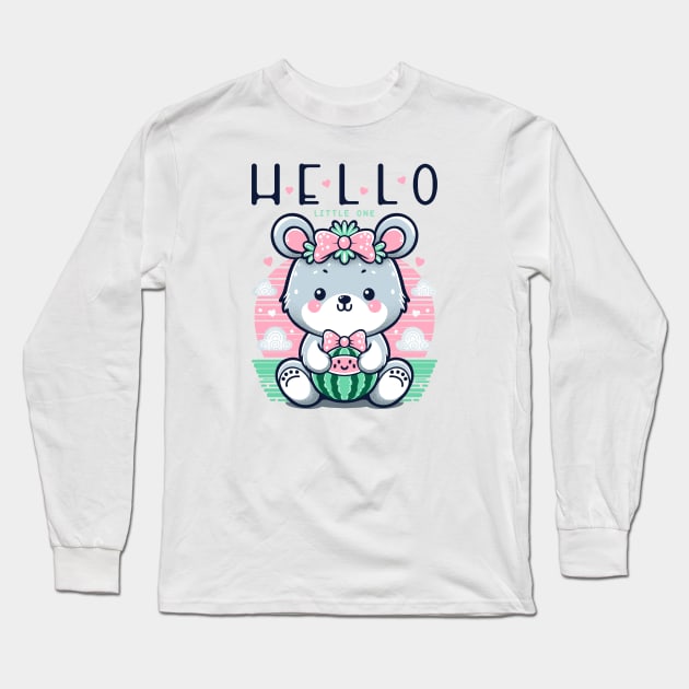 Cute bear, hello little one Long Sleeve T-Shirt by ilhnklv